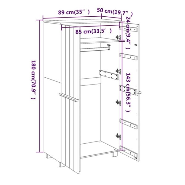 Wardrobe 89x50x180 cm Solid Wood Pine – White