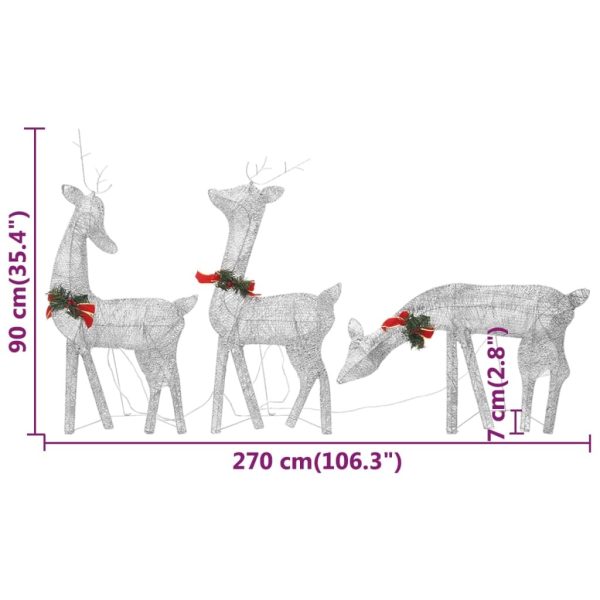 Christmas Reindeer Family 270x7x90 cm Mesh – Silver, 3