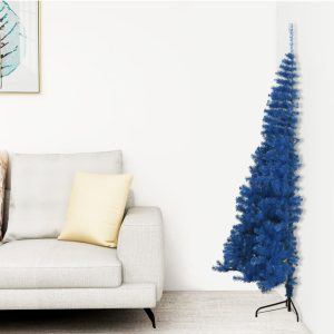 Artificial Half Christmas Tree with Stand PVC – 240×125 cm, Blue