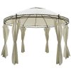 Round Gazebo with Curtains 3.5 x 2.7 m – Cream White