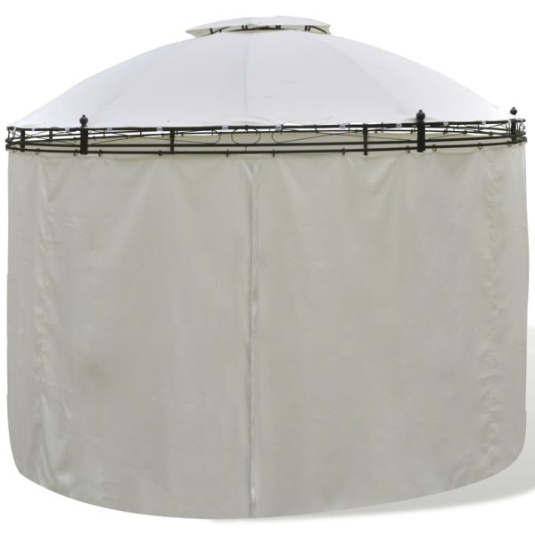 Round Gazebo with Curtains 3.5 x 2.7 m – Cream White