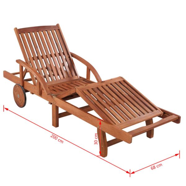 Sun Lounger Solid Acacia Wood – 1 Sunlounger