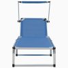 Folding Sun Lounger with Roof Aluminium and Textilene – Blue