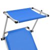 Folding Sun Lounger with Roof Aluminium and Textilene – Blue