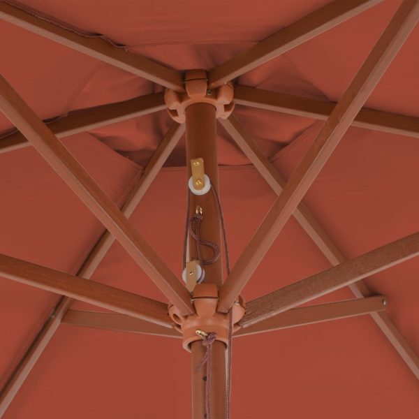 Parasol 270×270 cm Wooden Pole – Terracotta