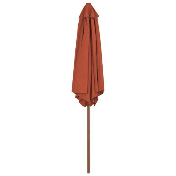 Parasol 270×270 cm Wooden Pole – Terracotta