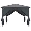 Gazebo with Curtain Aluminium Black – 3×3 m