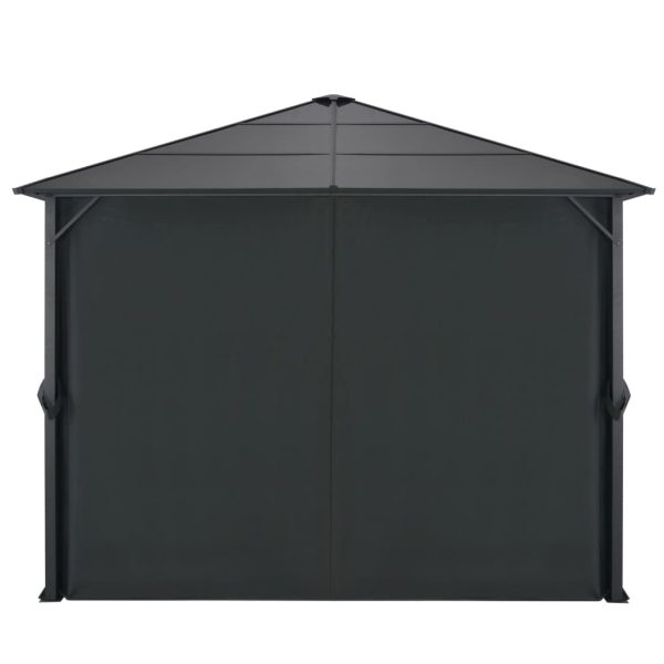 Gazebo with Curtain Aluminium Black – 3×3 m