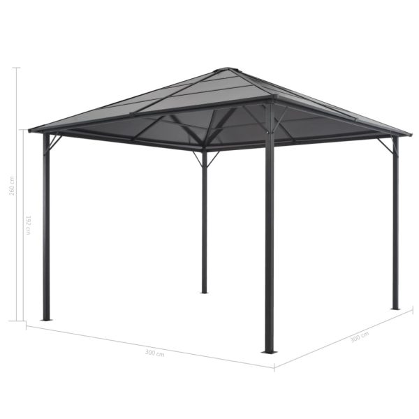 Gazebo with Curtain Aluminium Black – 3×3 m