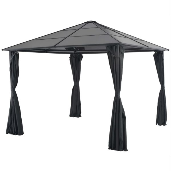 Gazebo with Curtain Aluminium Black