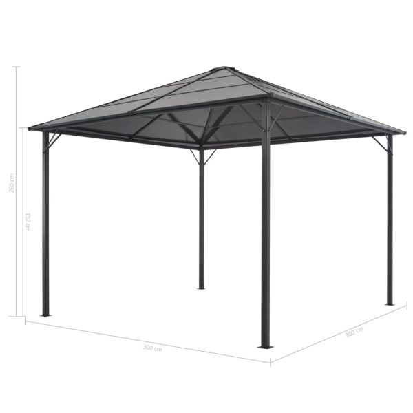 Gazebo with Roof Aluminium Black – 3×3 m