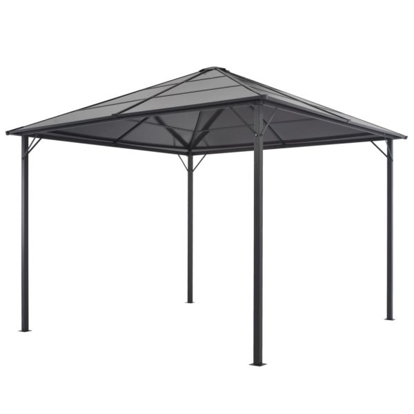 Gazebo with Roof Aluminium Black – 3×3 m