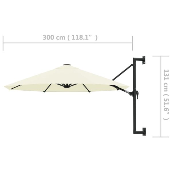 Wall-Mounted Parasol with Metal Pole 300 cm – Sand