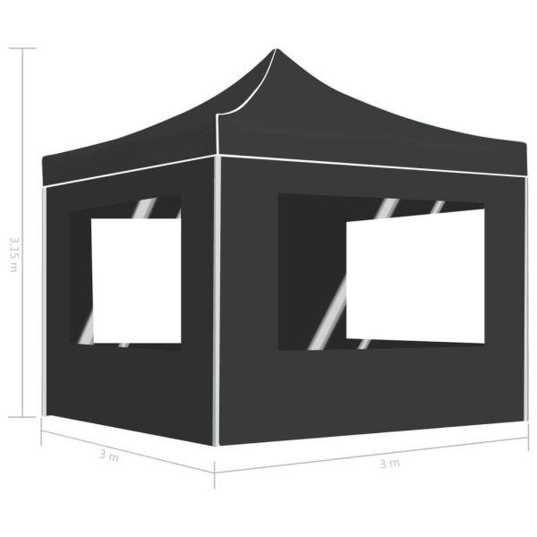 Professional Folding Party Tent with Walls Aluminium – 3×3 m, Anthracite
