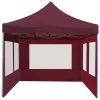 Professional Folding Party Tent with Walls Aluminium – 6×3 m, Wine Red