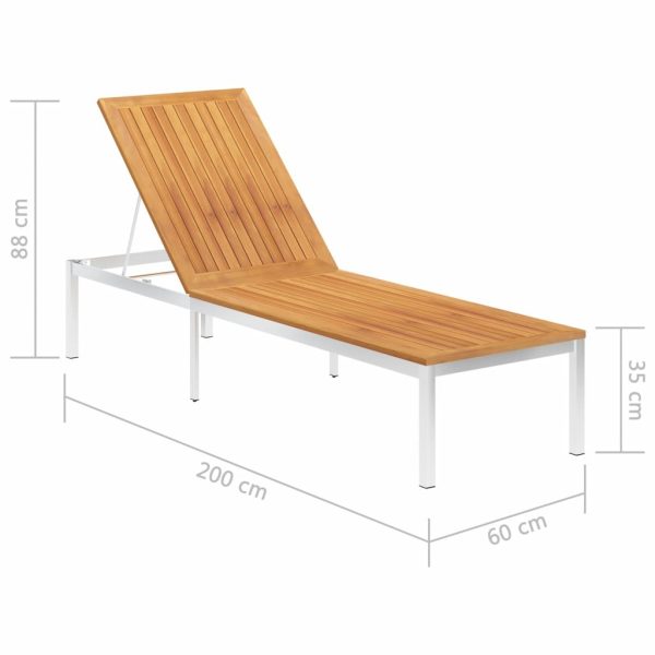 Sun Lounger Stainless Steel – Solid Acacia Wood