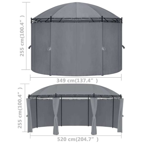 Gazebo with Curtains 520x349x255 cm – Anthracite