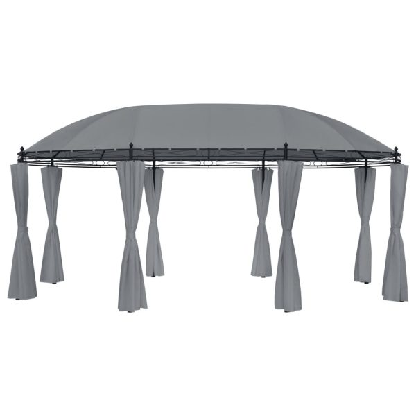 Gazebo with Curtains 520x349x255 cm – Anthracite