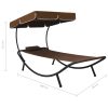 Outdoor Lounge Bed with Canopy & Pillow – Brown