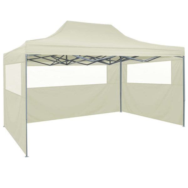 Professional Folding Party Tent with 4 Sidewalls 3×4 m Steel – Cream