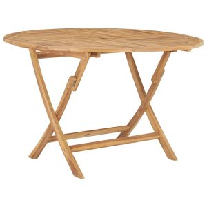 Folding Garden Table Solid Teak Wood – Round, 120×75 cm