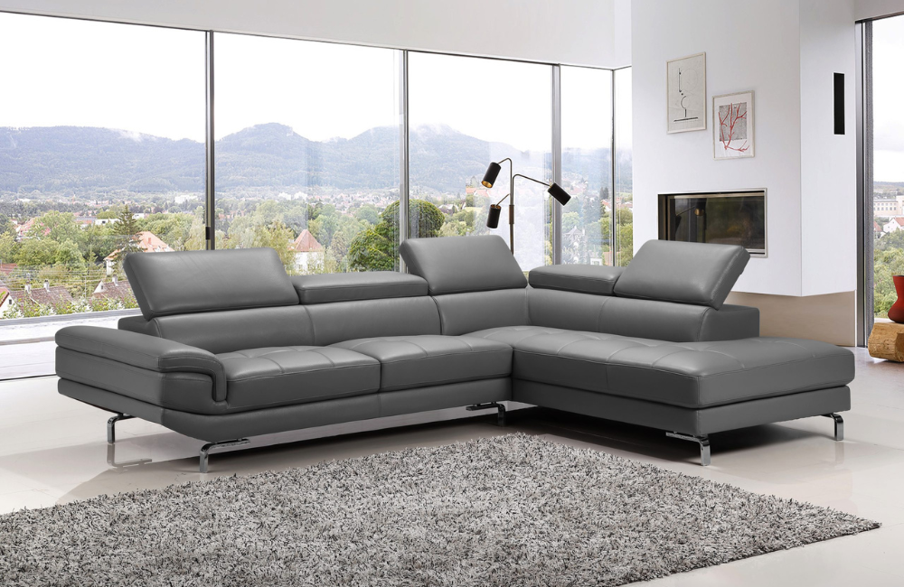 5 Seater Grey Lounge Corner Sofa With Chaise