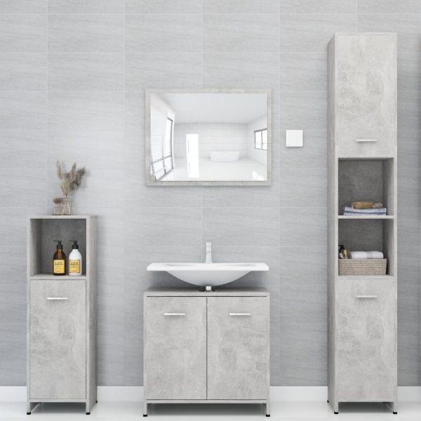 Bathroom Cabinet 30x30x183.5 cm Engineered Wood – Concrete Grey, With Handle