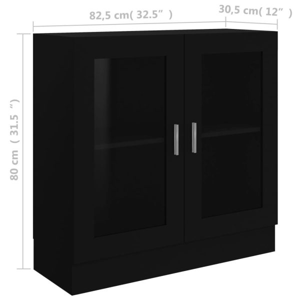Vitrine Cabinet Engineered Wood – 82.5×30.5×80 cm, Black
