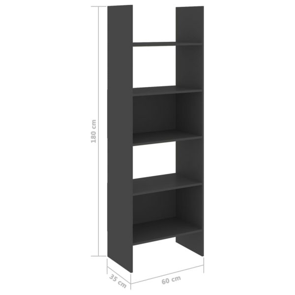 Book Cabinet 60x35x180 cm Engineered Wood – Grey