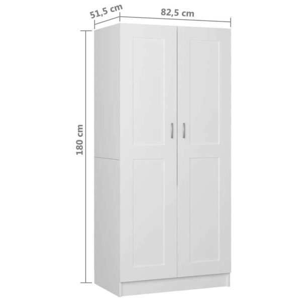 Wardrobe 82.5×51.5×180 cm Engineered Wood – White