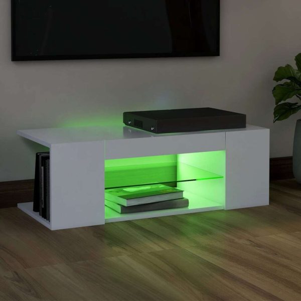 Catonsville TV Cabinet with LED Lights 90x39x30 cm – White