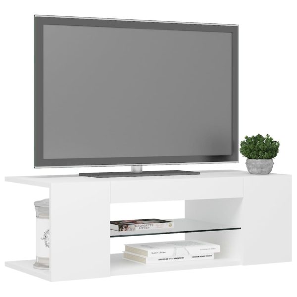 Catonsville TV Cabinet with LED Lights 90x39x30 cm – White