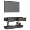 Budeaux TV Cabinet with LED Lights 90×35 cm – High Gloss Grey