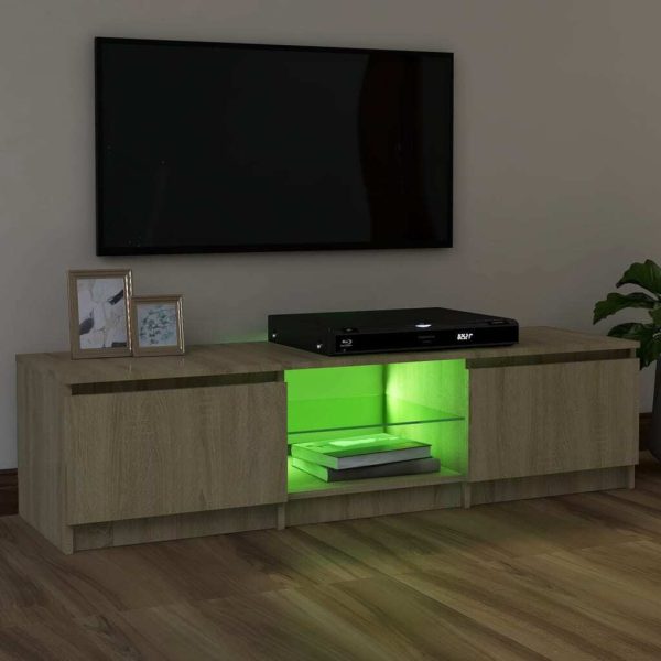 Blackfoot TV Cabinet with LED Lights – 120x30x35.5 cm, Sonoma oak