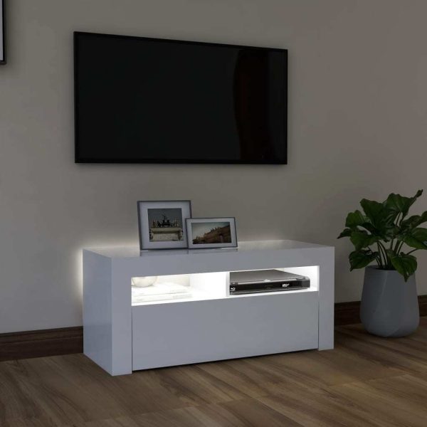 Ellon TV Cabinet with LED Lights 90x35x40 cm – White