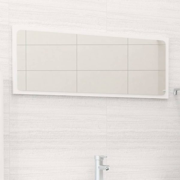 Bathroom Mirror Engineered Wood – 90×1.5×37 cm, High Gloss White