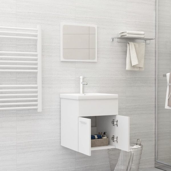 2 Piece Bathroom Furniture Set Engineered Wood – White