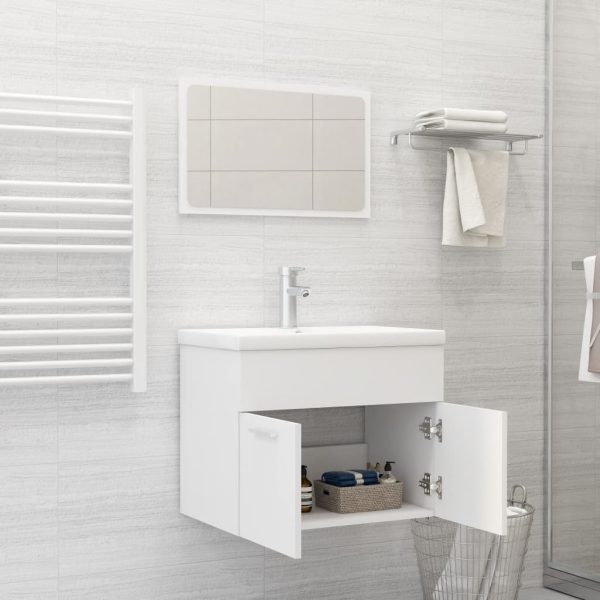 2 Piece Bathroom Furniture Set Engineered Wood – White