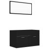 2 Piece Bathroom Furniture Set Engineered Wood – Black