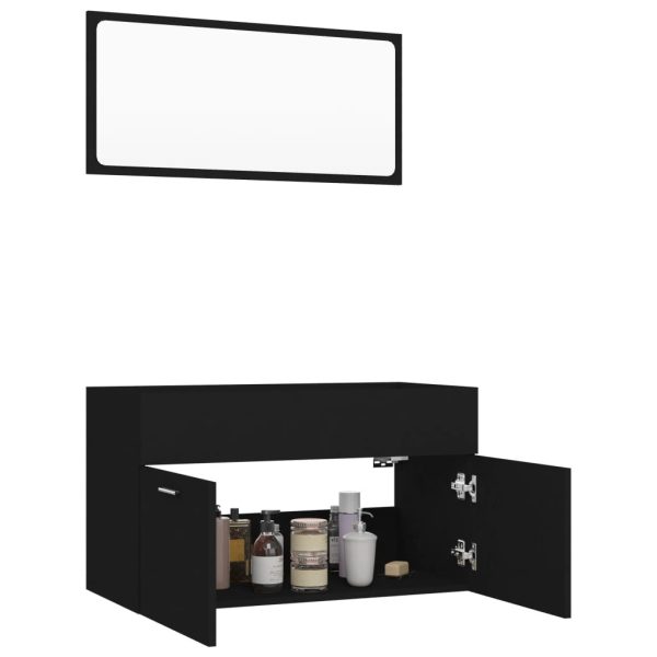 2 Piece Bathroom Furniture Set Engineered Wood – Black