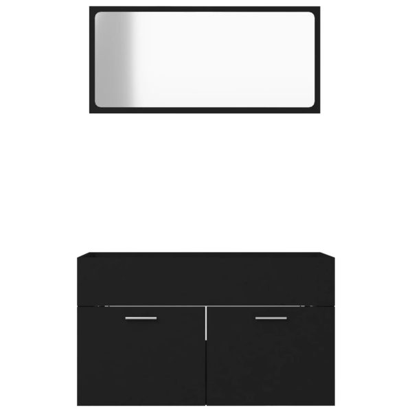 2 Piece Bathroom Furniture Set Engineered Wood – Black