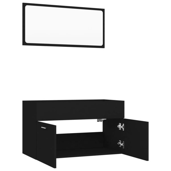 2 Piece Bathroom Furniture Set Engineered Wood – Black