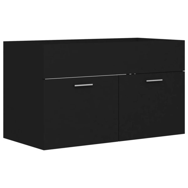 2 Piece Bathroom Furniture Set Engineered Wood – Black