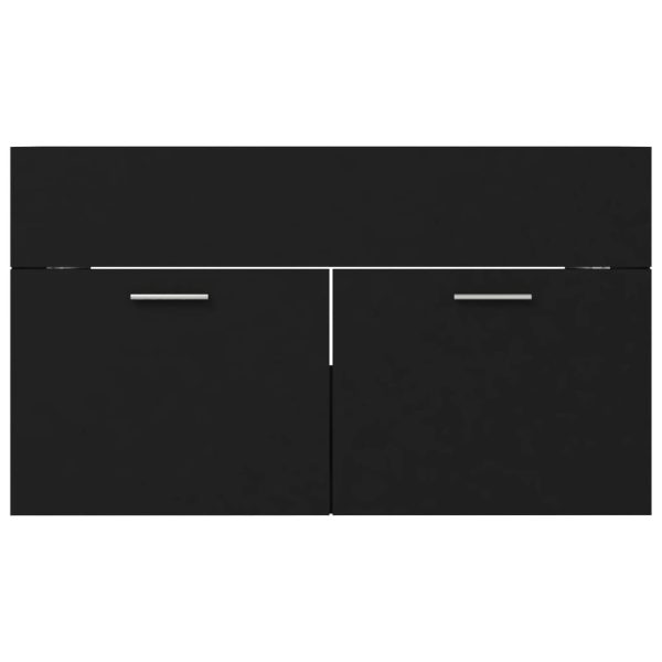 2 Piece Bathroom Furniture Set Engineered Wood – Black