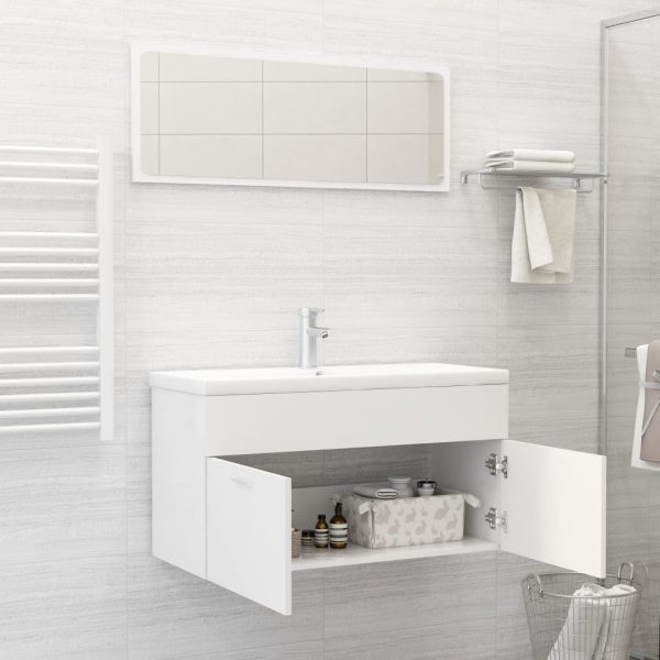 2 Piece Bathroom Furniture Set Engineered Wood – White