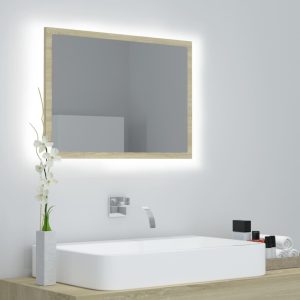 LED Bathroom Mirror 60×8.5×37 cm Acrylic – Sonoma oak