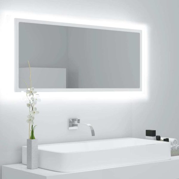 LED Bathroom Mirror 100×8.5×37 cm Engineered Wood