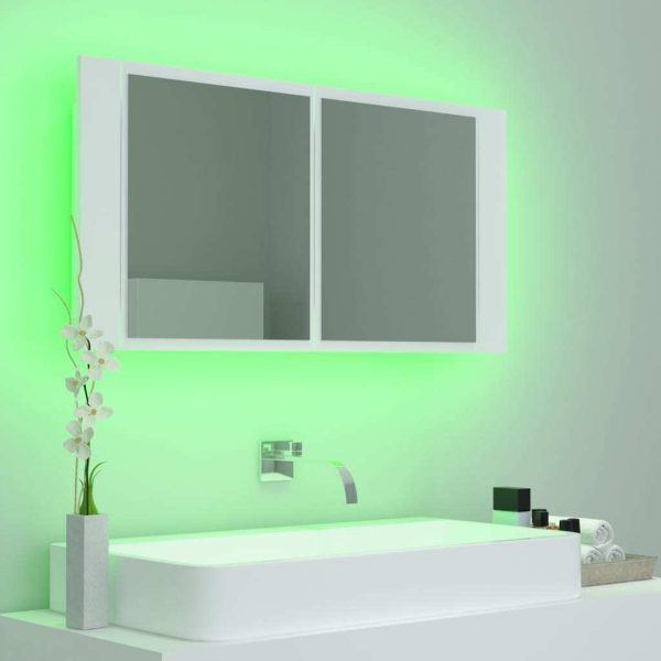 LED Bathroom Mirror Cabinet 90x12x45 cm – White