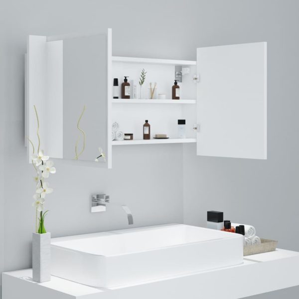 LED Bathroom Mirror Cabinet 90x12x45 cm – White