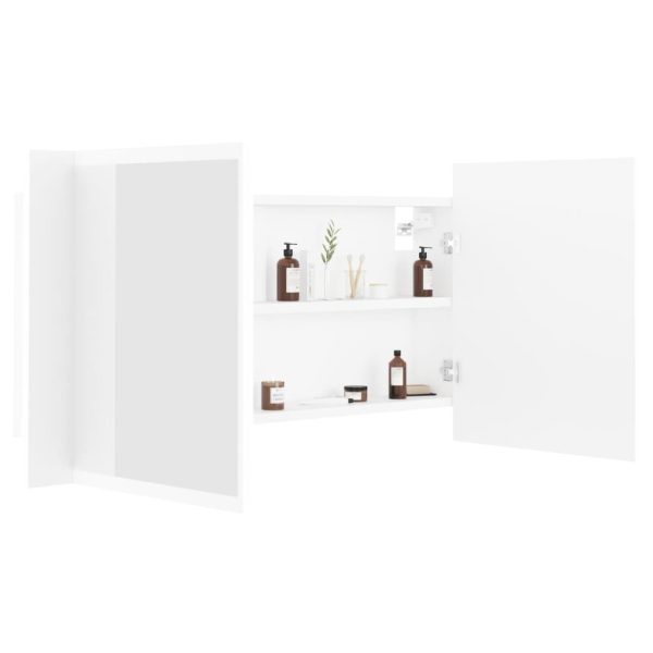 LED Bathroom Mirror Cabinet 90x12x45 cm – White